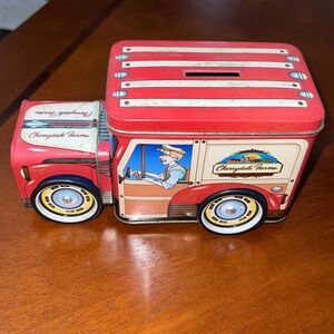 Cherrydale Farms Truck Tin Coin Bank Nobel Hall Collectible Transportation Money